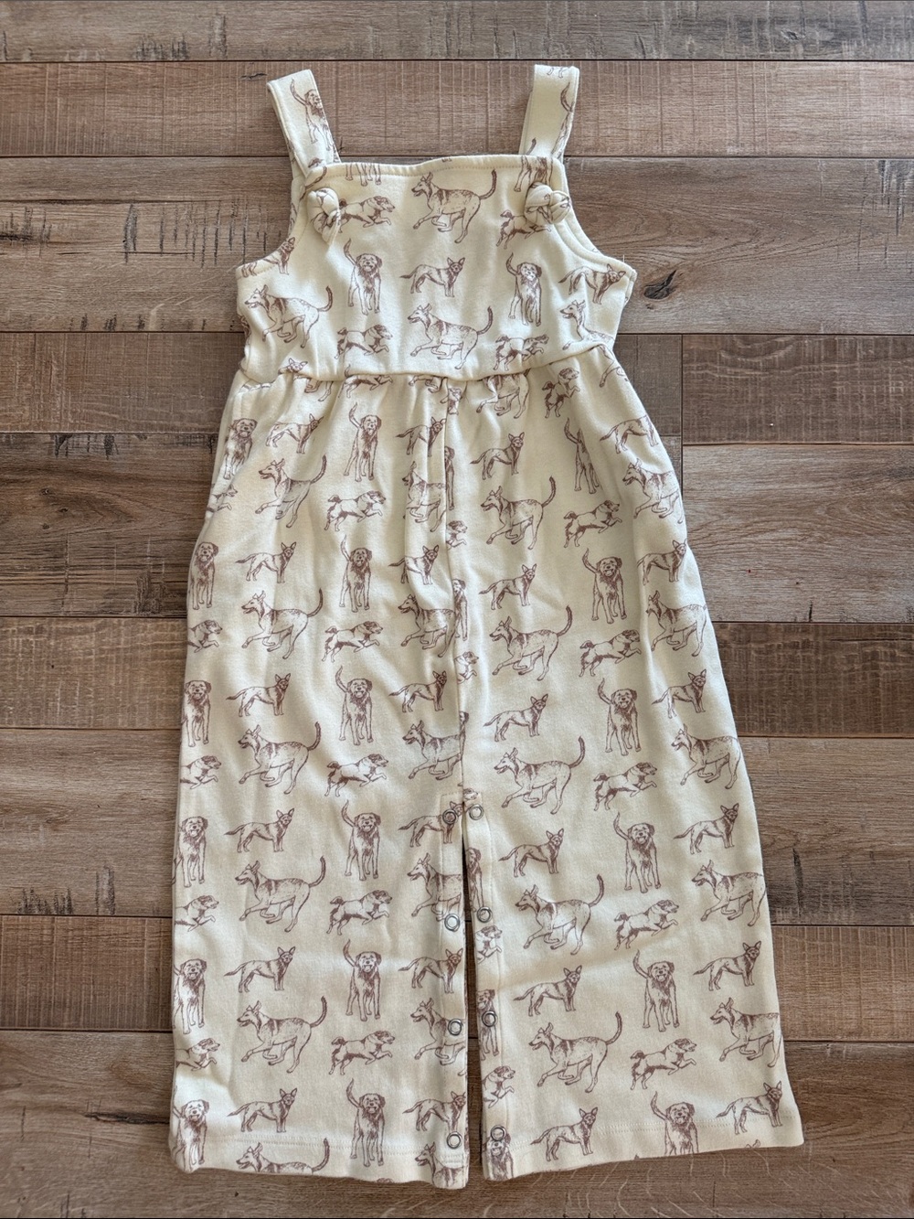 Kate Quinn 2T Organic Cotton Cream Dog Print Jumpsuit